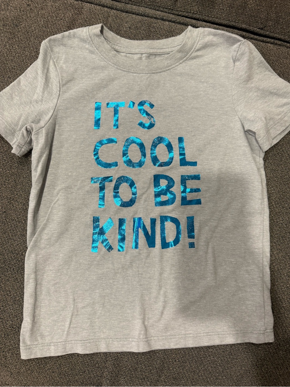 Cat & Jack Light Gray Tee with Shiny Blue Foil 'It's Cool to Be Kind'